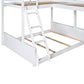 Twin over Full Bunk Bed with Twin Size Loft Bed with Desk and Slide White FredCo