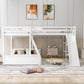 Twin over Full Bunk Bed with Twin Size Loft Bed with Desk and Slide White FredCo