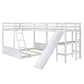 Twin over Full Bunk Bed with Twin Size Loft Bed with Desk and Slide White FredCo
