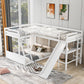 Twin over Full Bunk Bed with Twin Size Loft Bed with Desk and Slide White FredCo