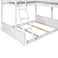 Twin over Full Bunk Bed with Twin Size Loft Bed with Desk and Slide White FredCo