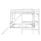 Twin over Full Bunk Bed with Twin Size Loft Bed with Desk and Slide White FredCo