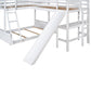 Twin over Full Bunk Bed with Twin Size Loft Bed with Desk and Slide White FredCo