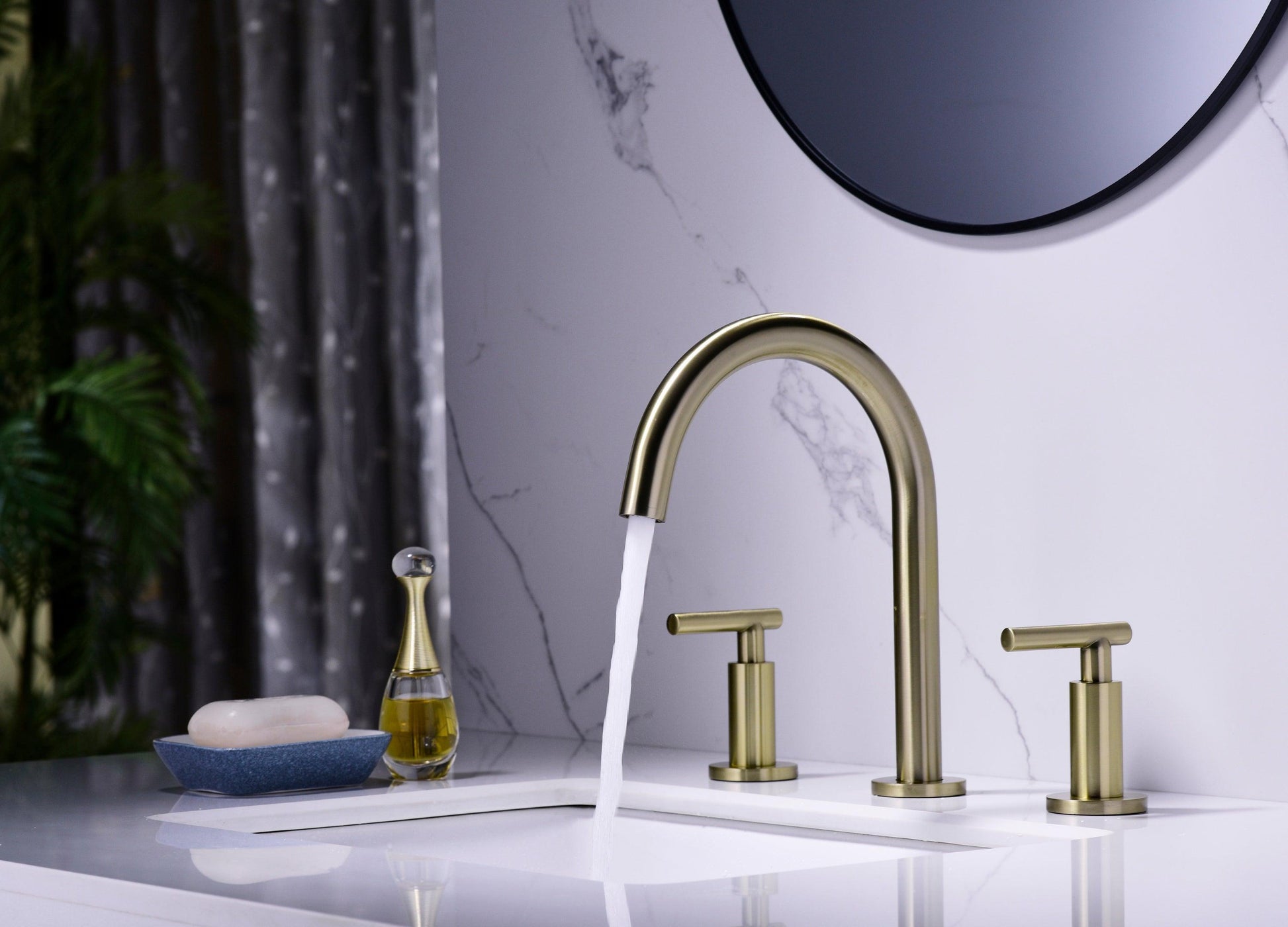 Two Handle High Arc Widespread Bathroom Sink Faucet 3 Hole FredCo