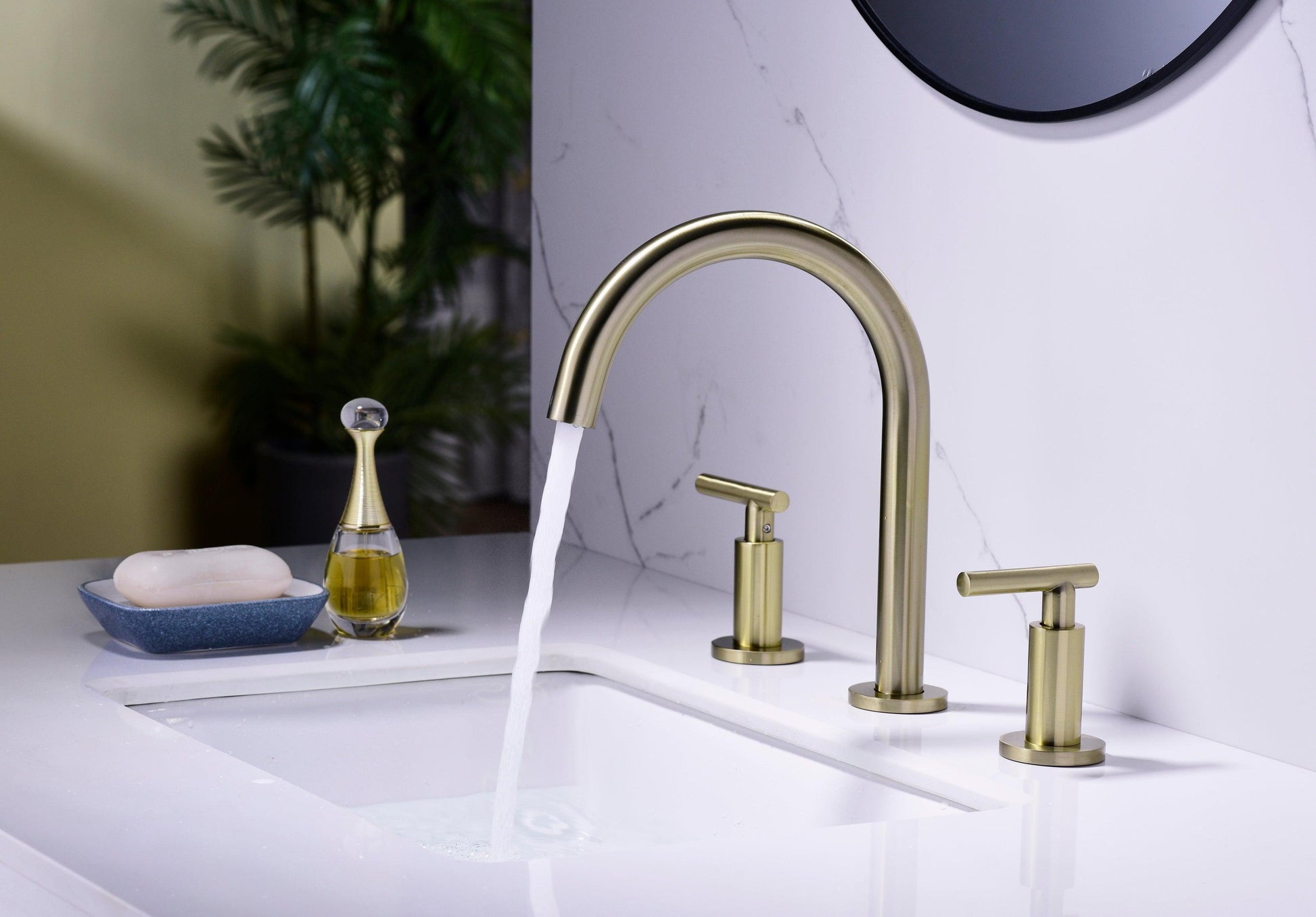 Two Handle High Arc Widespread Bathroom Sink Faucet 3 Hole FredCo