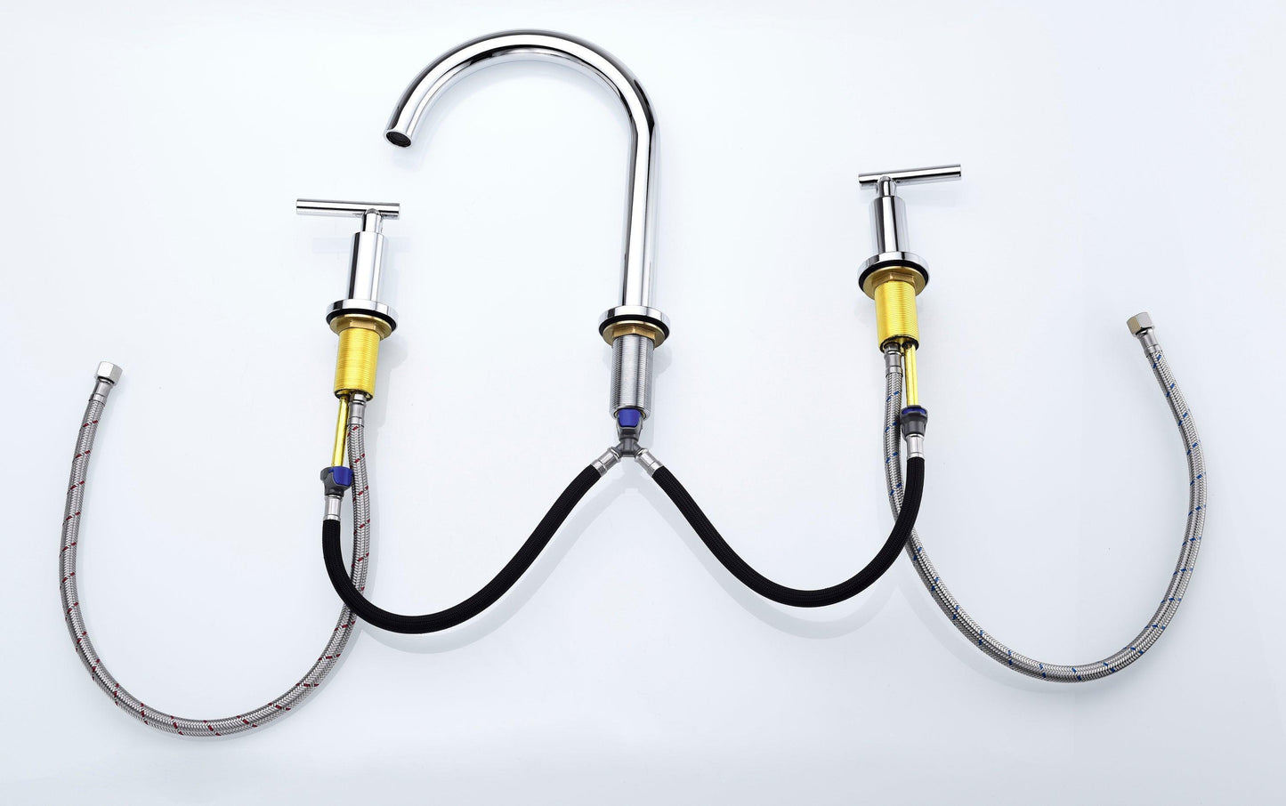 Two Handle High Arc Widespread Bathroom Sink Faucet 3 Hole FredCo