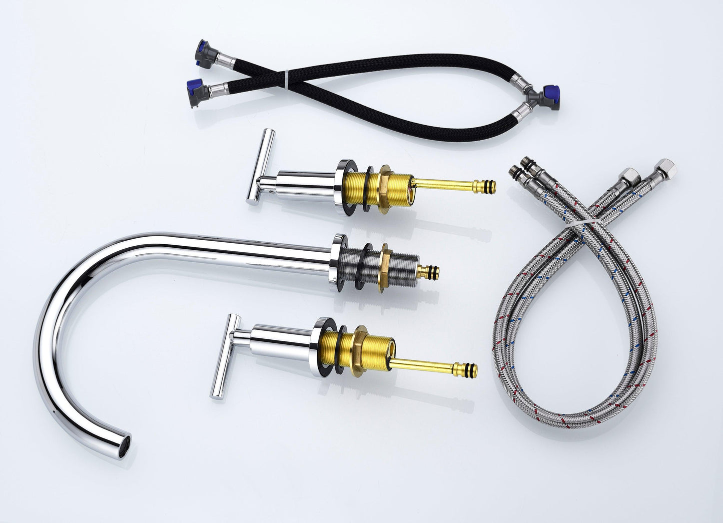 Two Handle High Arc Widespread Bathroom Sink Faucet 3 Hole FredCo