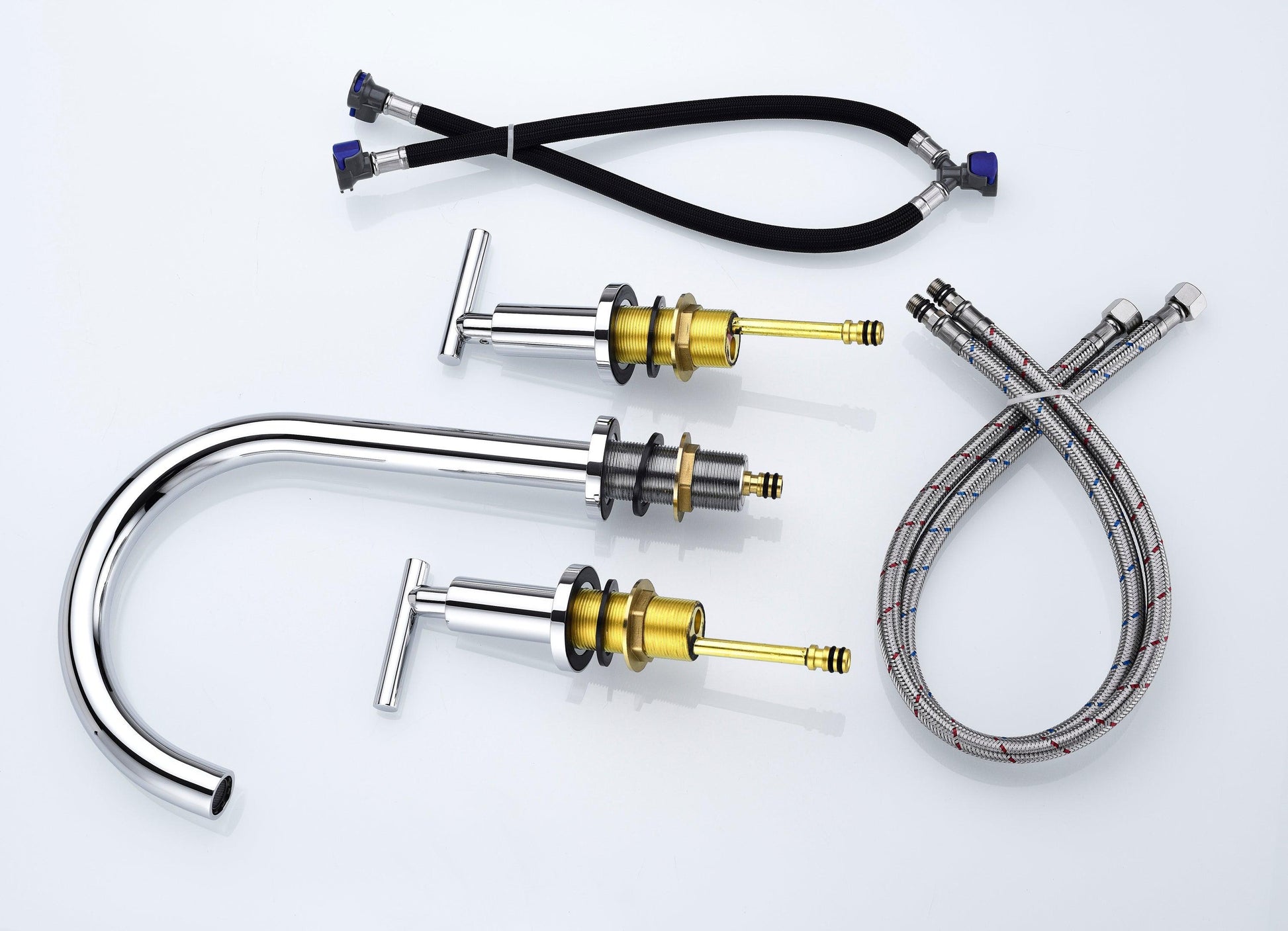 Two Handle High Arc Widespread Bathroom Sink Faucet 3 Hole FredCo