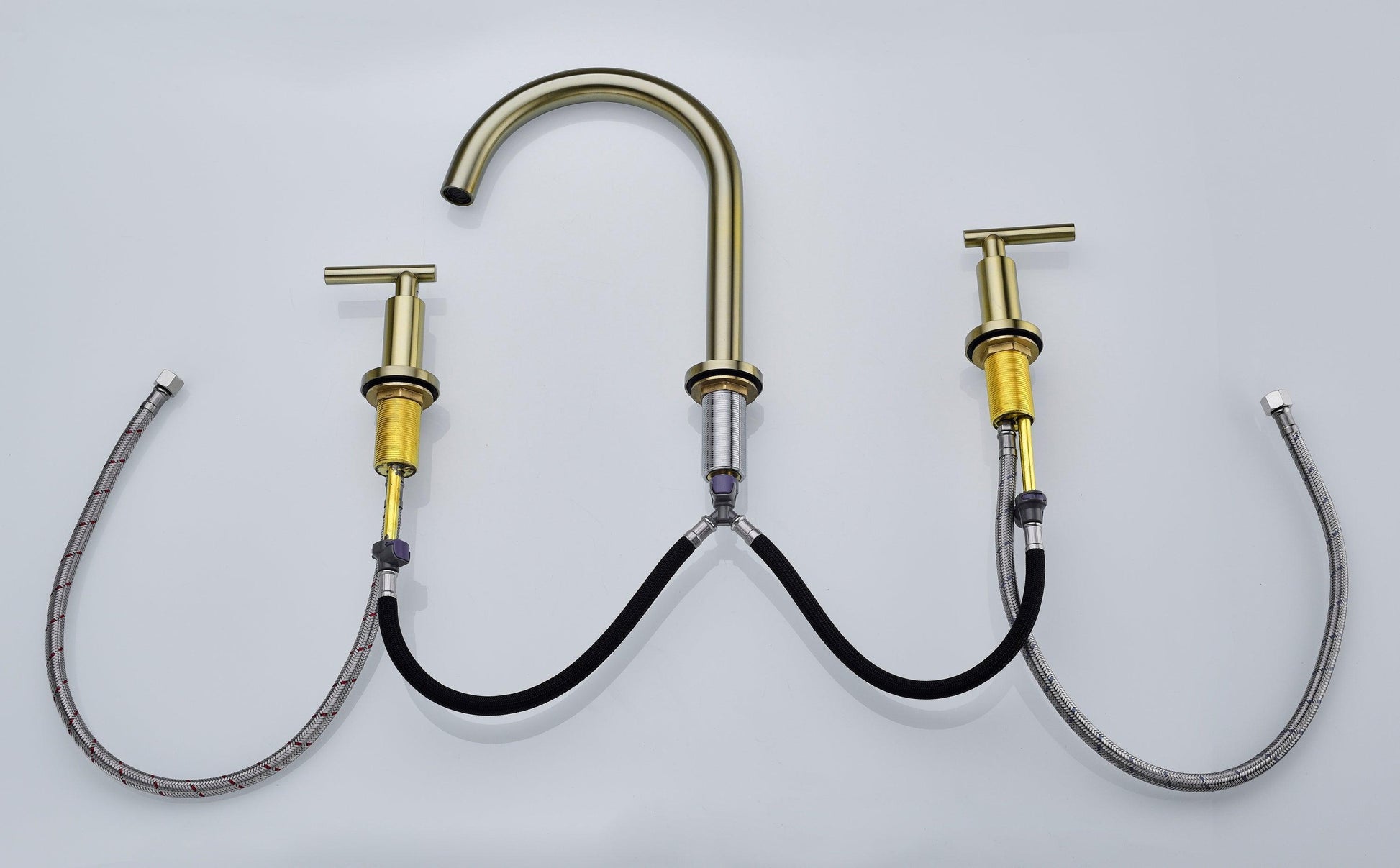 Two Handle High Arc Widespread Bathroom Sink Faucet 3 Hole FredCo