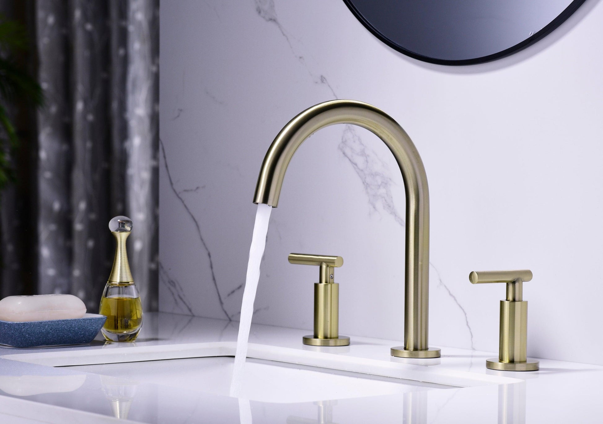 Two Handle High Arc Widespread Bathroom Sink Faucet 3 Hole FredCo