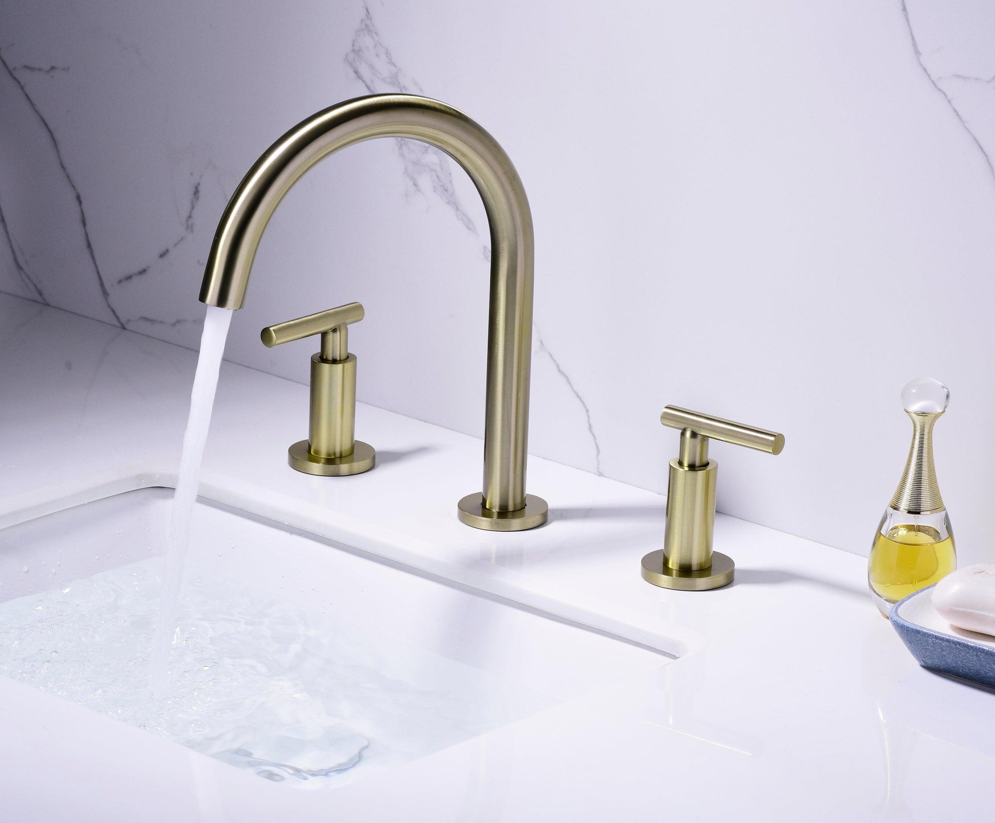Two Handle High Arc Widespread Bathroom Sink Faucet 3 Hole FredCo