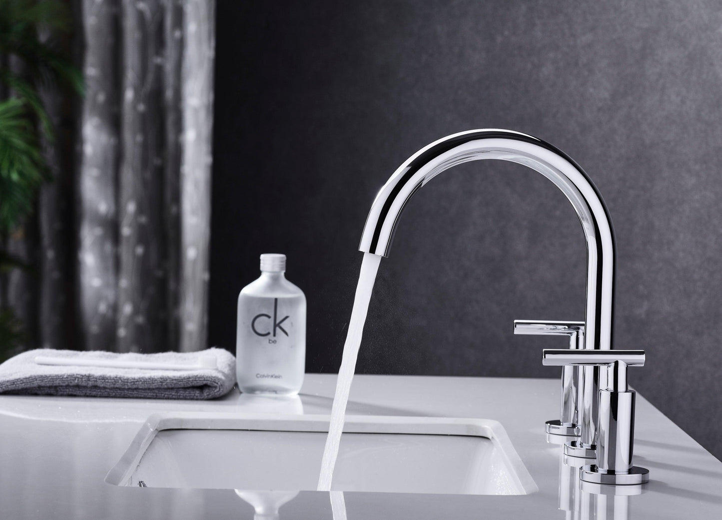 Two Handle High Arc Widespread Bathroom Sink Faucet 3 Hole FredCo