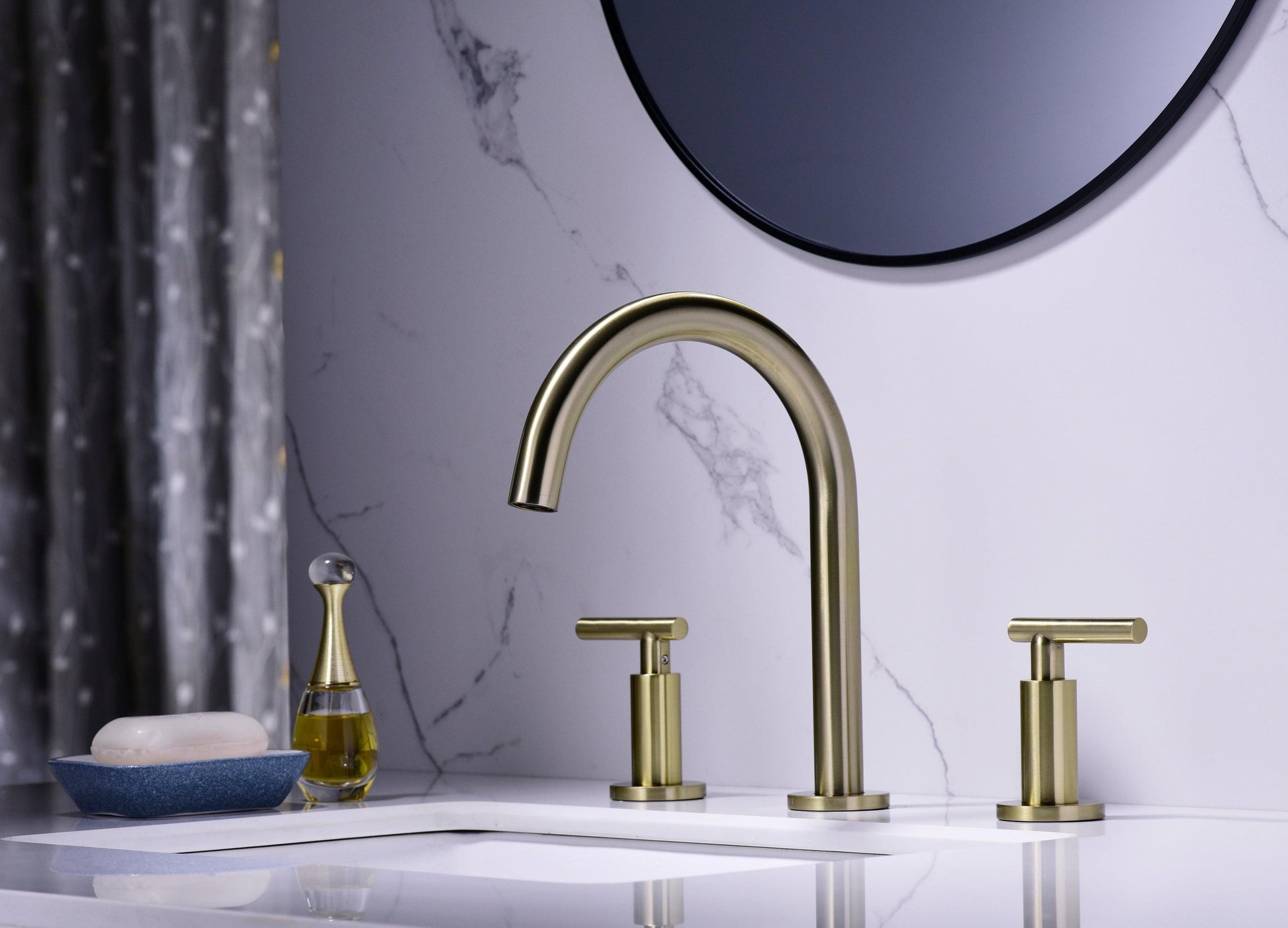 Two Handle High Arc Widespread Bathroom Sink Faucet 3 Hole FredCo