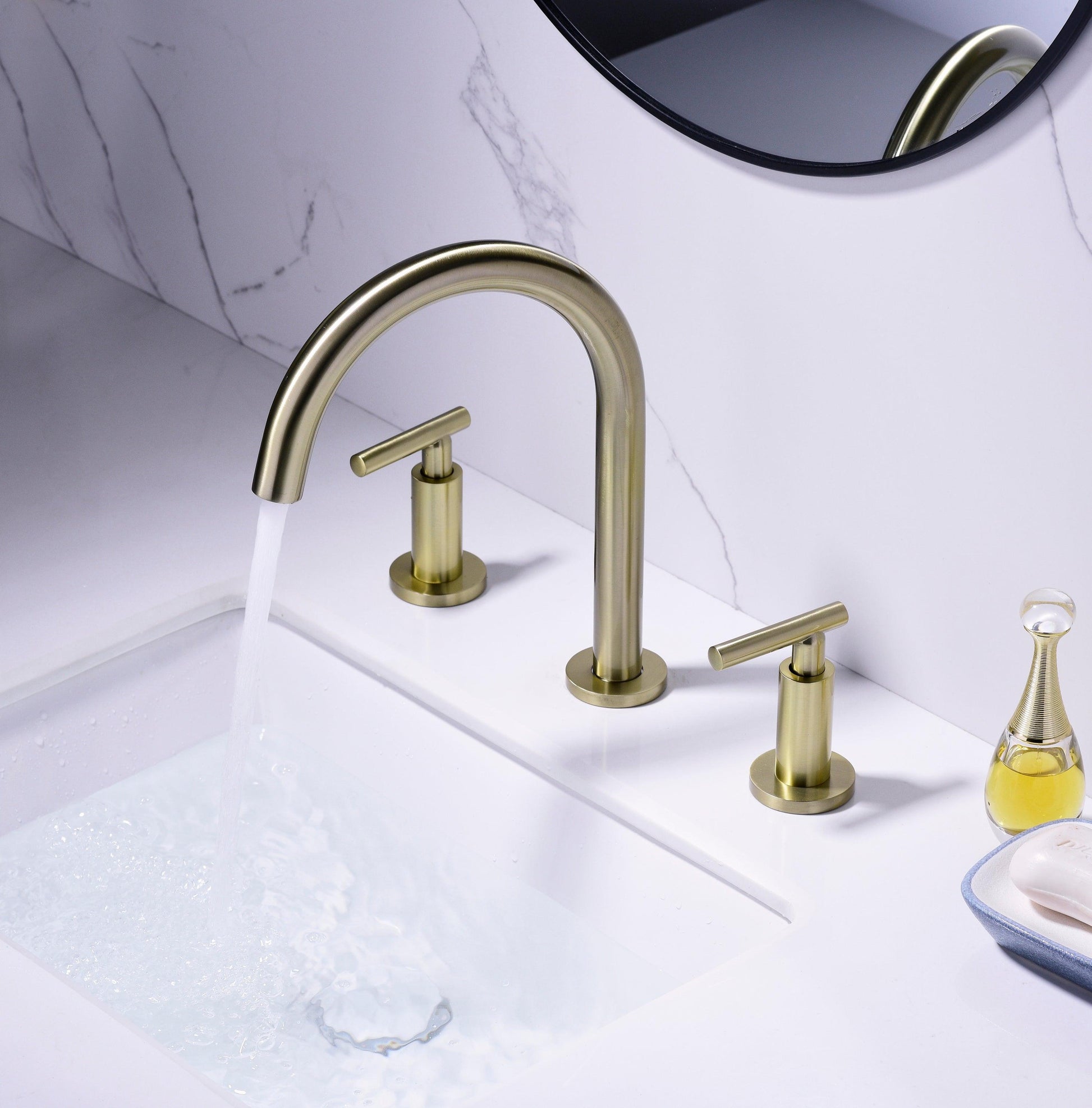 Two Handle High Arc Widespread Bathroom Sink Faucet 3 Hole FredCo
