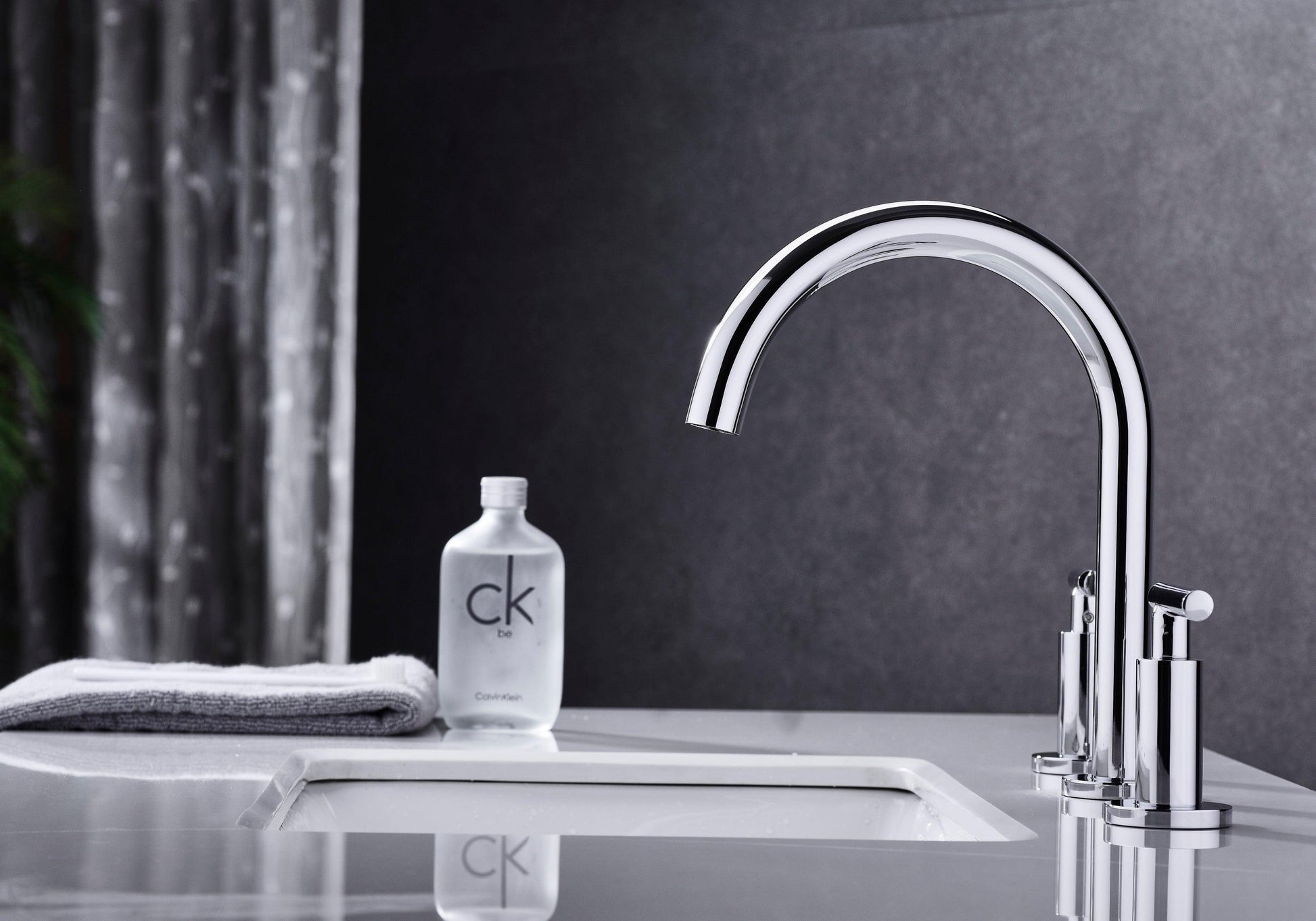 Two Handle High Arc Widespread Bathroom Sink Faucet 3 Hole FredCo