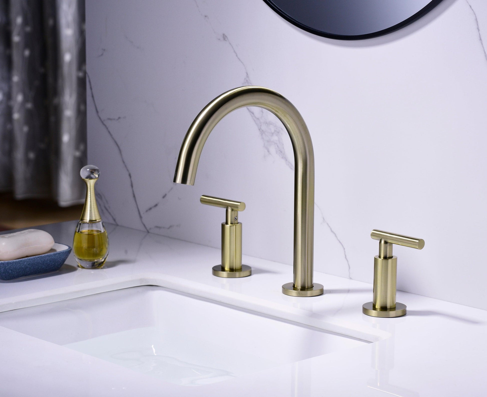 Two Handle High Arc Widespread Bathroom Sink Faucet 3 Hole FredCo