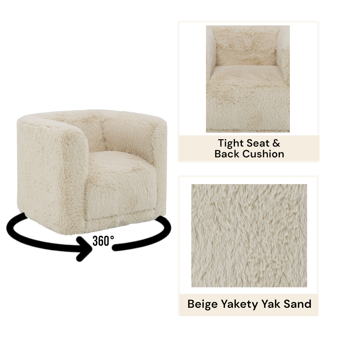 Upendo Beige Yakety Yak Sand Chair w/Swivel FredCo