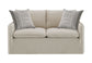 Upendo Pattern Fabric, Beige Yakety Yak Sand & Beige Linen Loveseat w/2 Toss Pillows FredCo