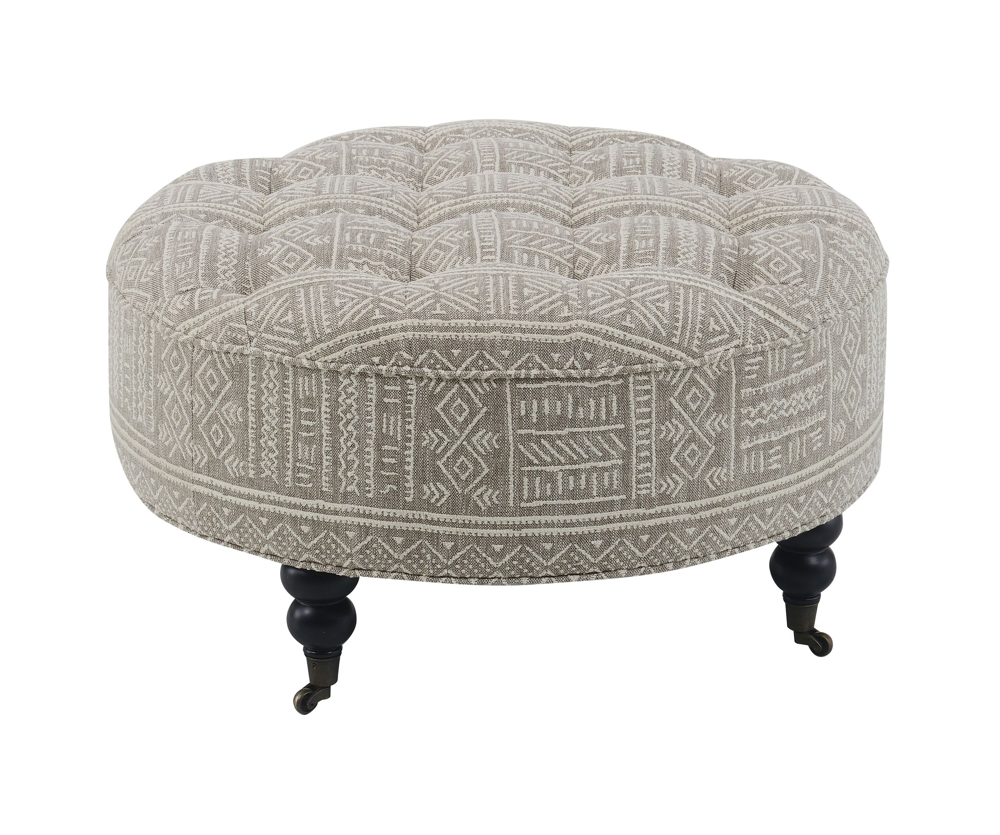 Upendo Pattern Fabric Ottoman w/Casters FredCo