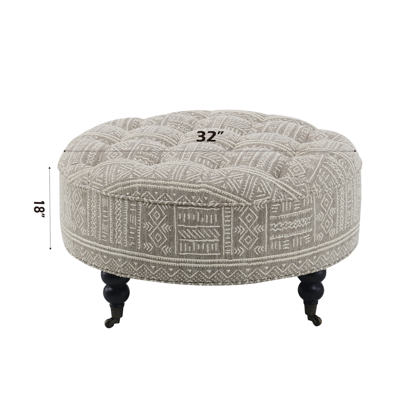 Upendo Pattern Fabric Ottoman w/Casters FredCo