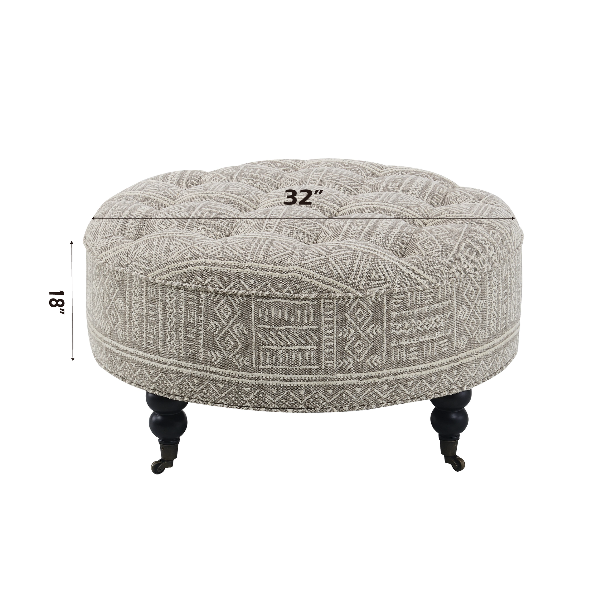 Upendo Pattern Fabric Ottoman w/Casters FredCo
