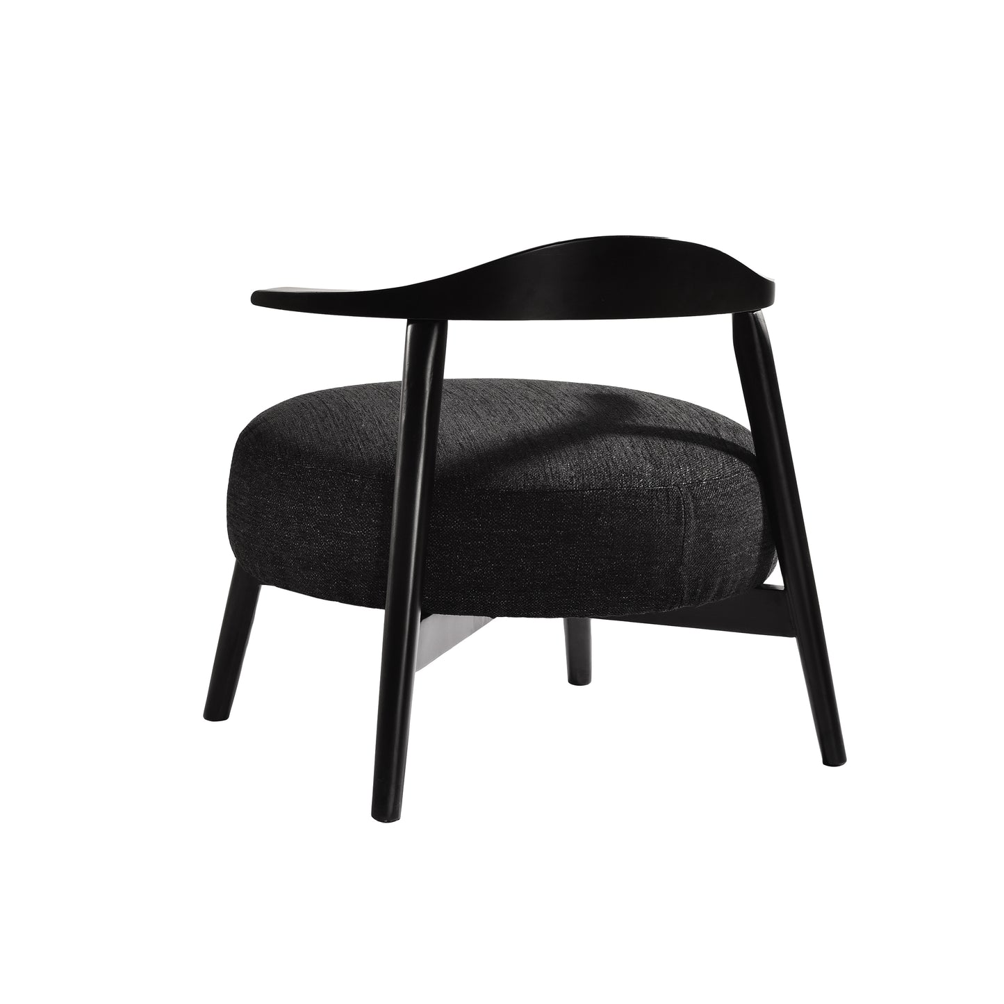 Modern black accent chair with curved wooden back and cushioned seat from FredCo International