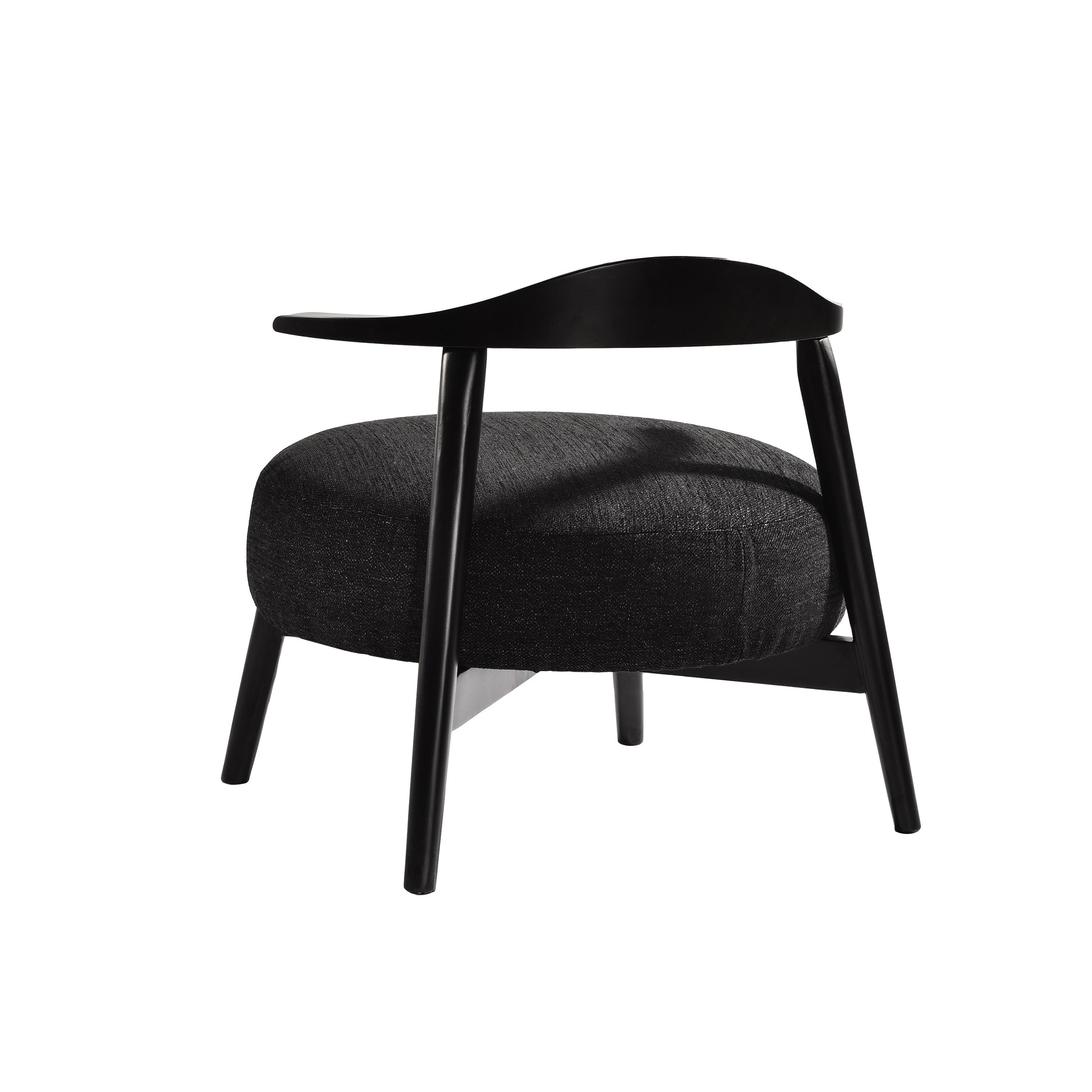 Modern black accent chair with curved wooden back and cushioned seat from FredCo International
