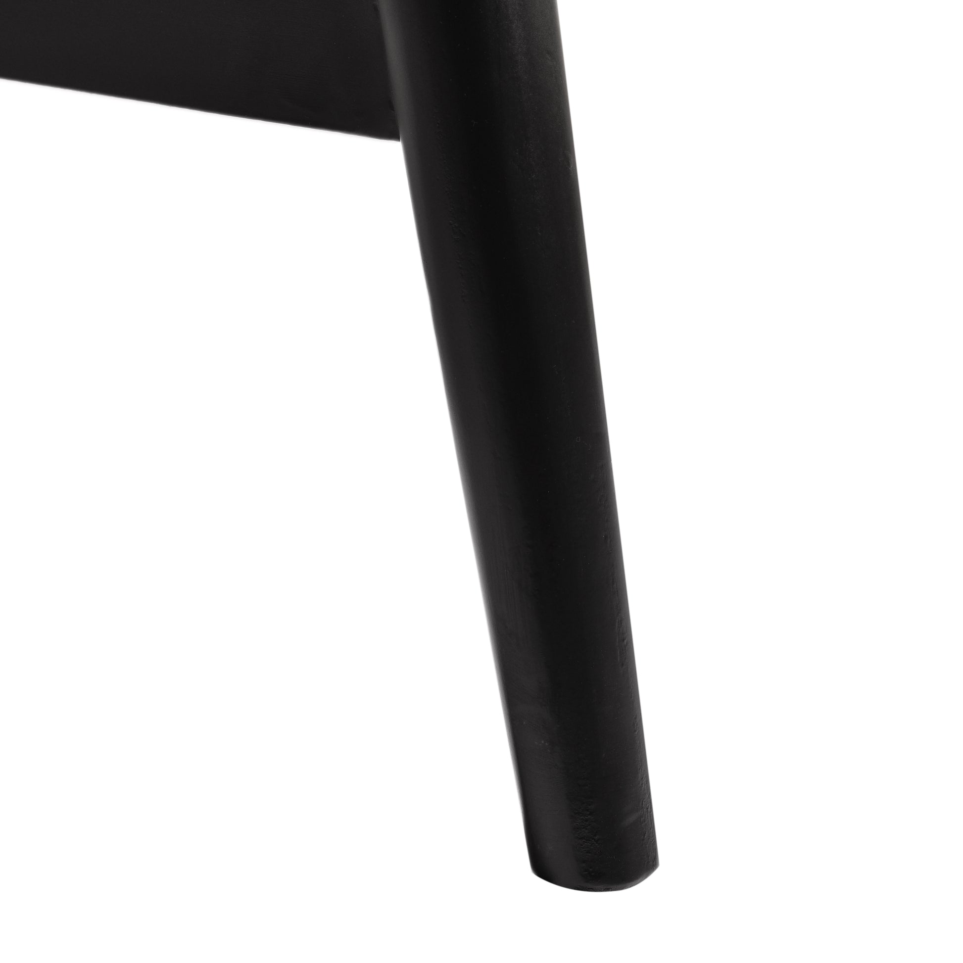 Close-up of a black wooden furniture leg, modern design, FredCo International
