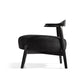 Modern black accent chair with padded seat and wooden arms, FredCo International furniture