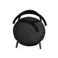 Modern black fabric chair with curved wooden backrest, FredCo International furniture