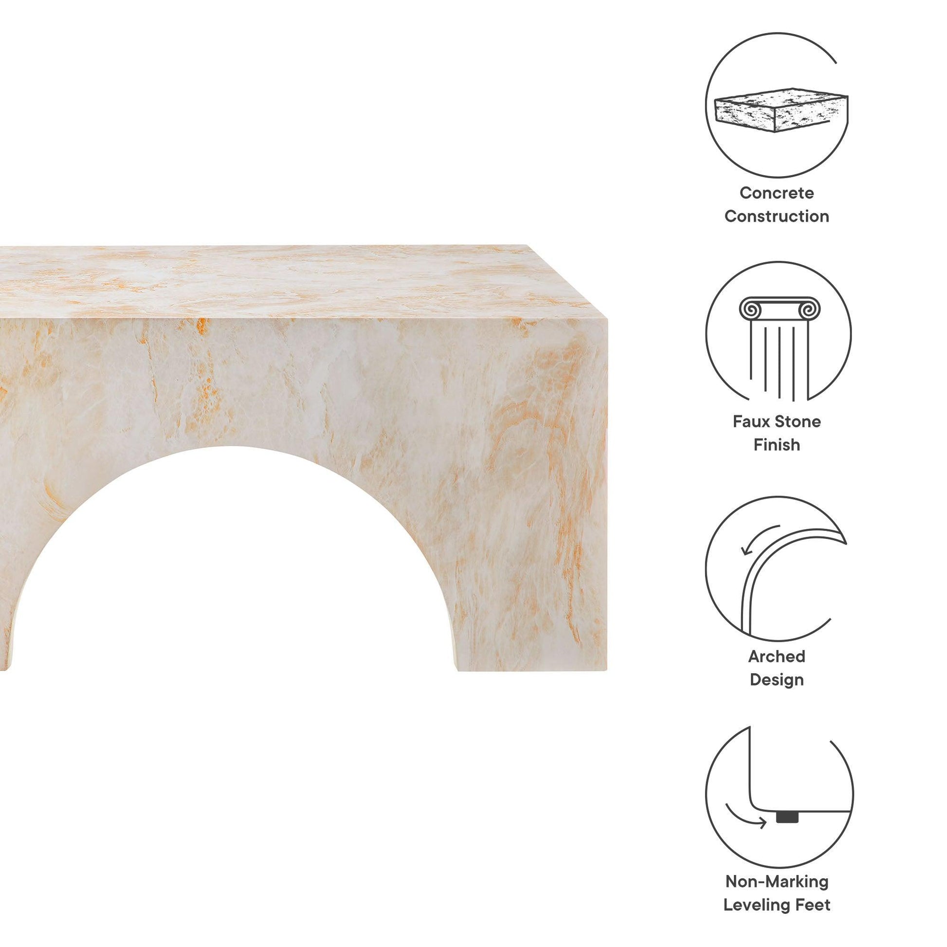 Valen Indoor - Outdoor Patio Arched Concrete Coffee Table by Modway FredCo