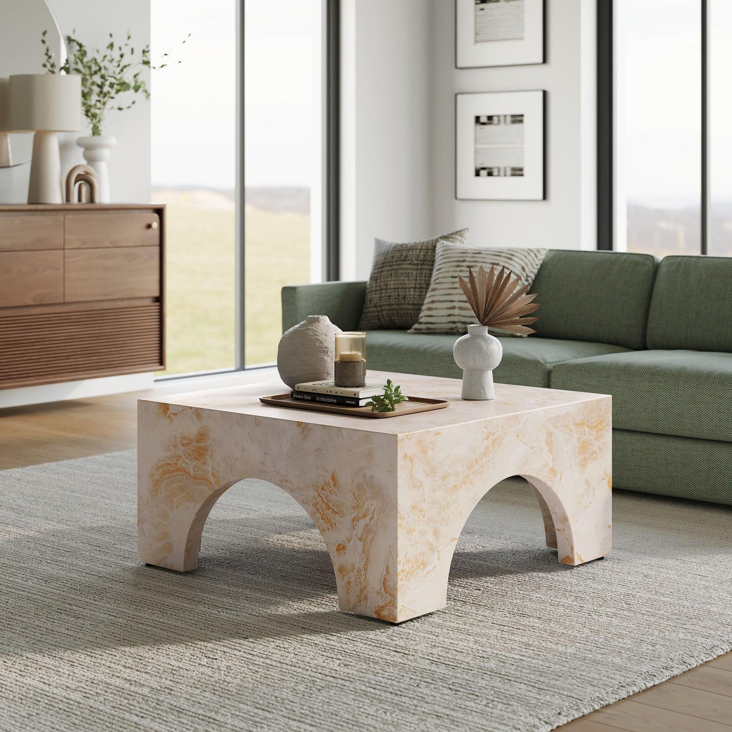 Valen Indoor - Outdoor Patio Arched Concrete Coffee Table by Modway FredCo