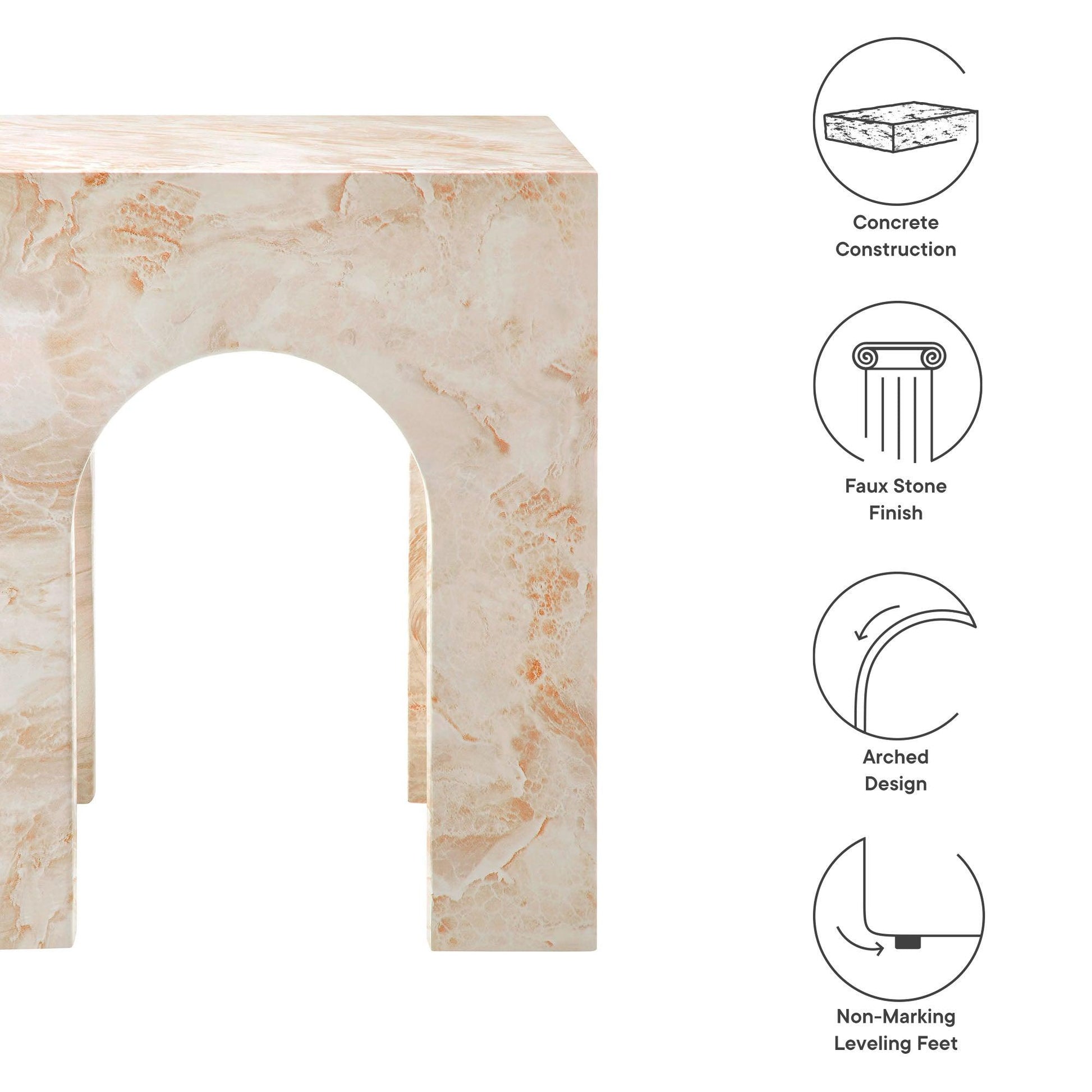 Valen Square Indoor - Outdoor Patio Arched Concrete Side Table by Modway FredCo