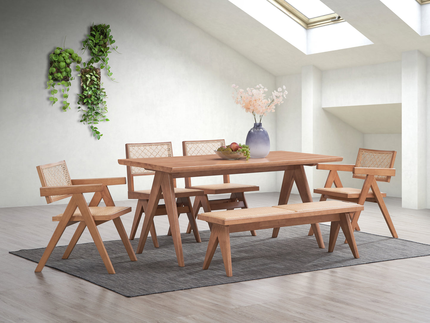 Valentina 6 Pieces Rattan & Natural Finish Patio Furniture Set FredCo