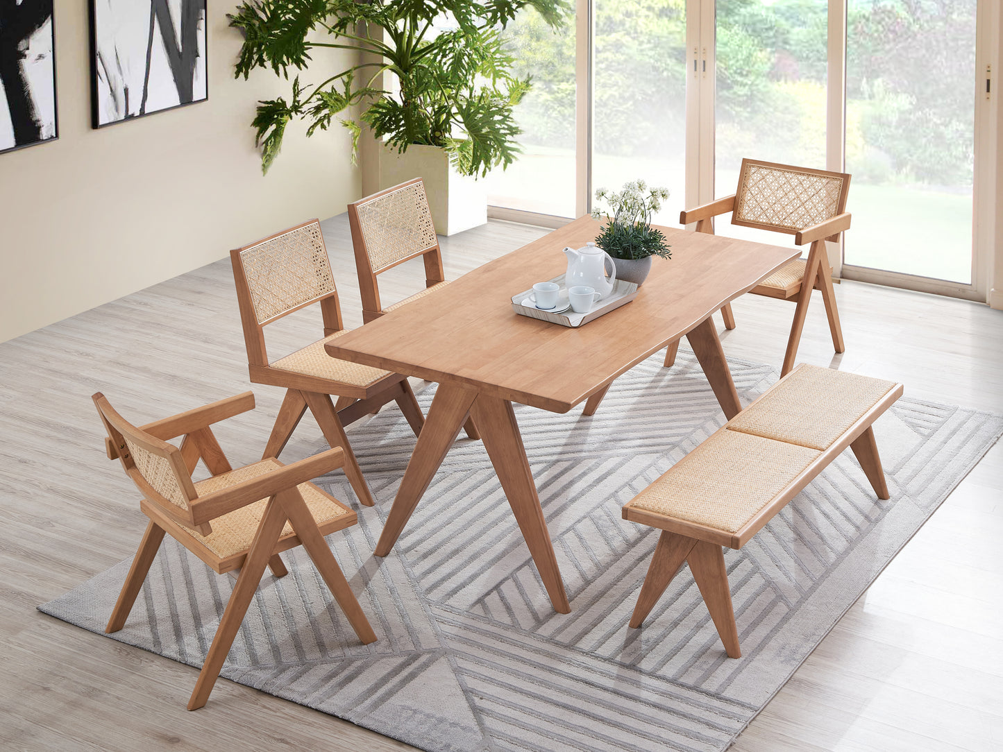 Valentina 6 Pieces Rattan & Natural Finish Patio Furniture Set FredCo
