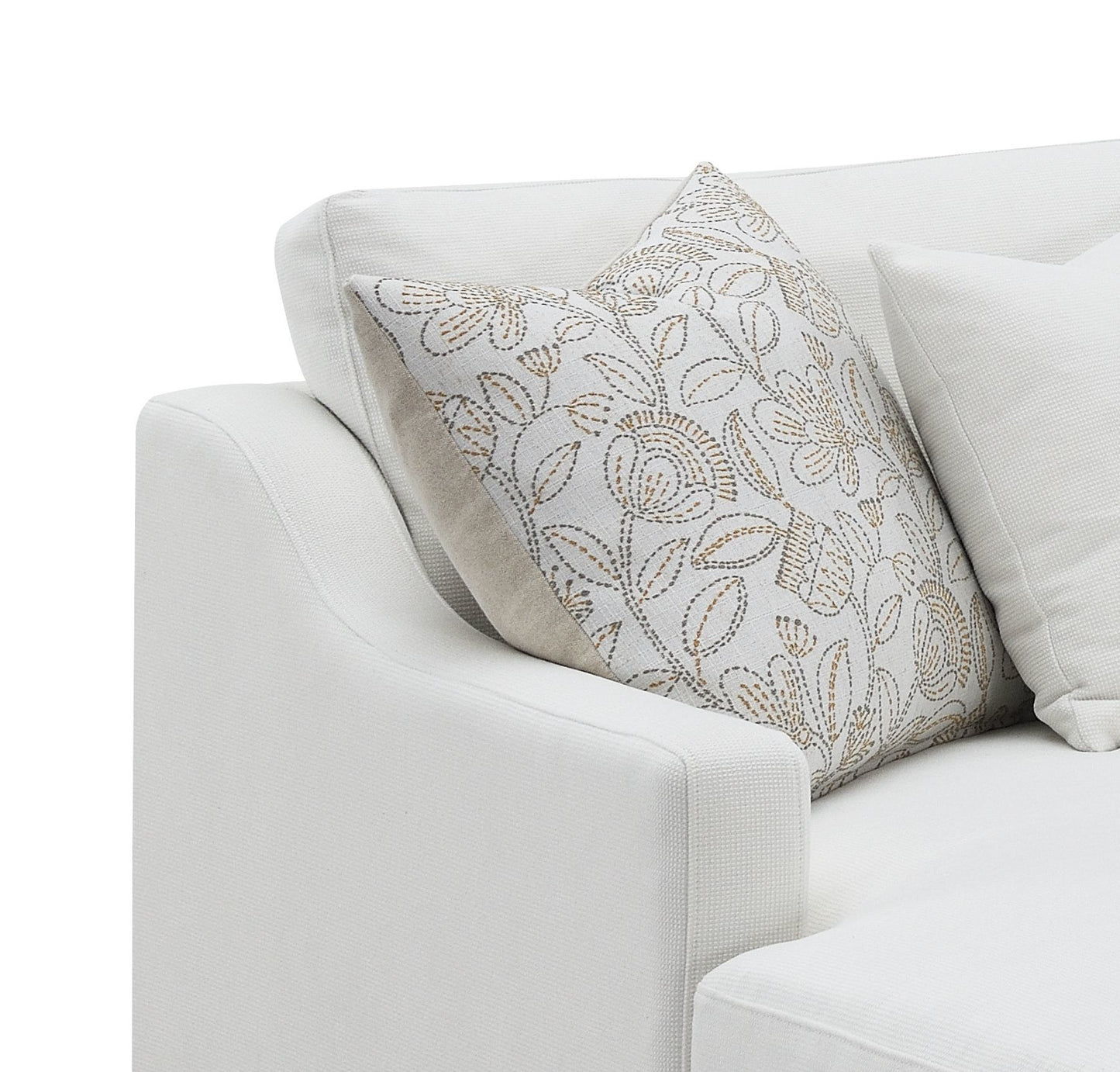 Valiant Ivory Chenille Sectional Sofa W/4 Pillows FredCo