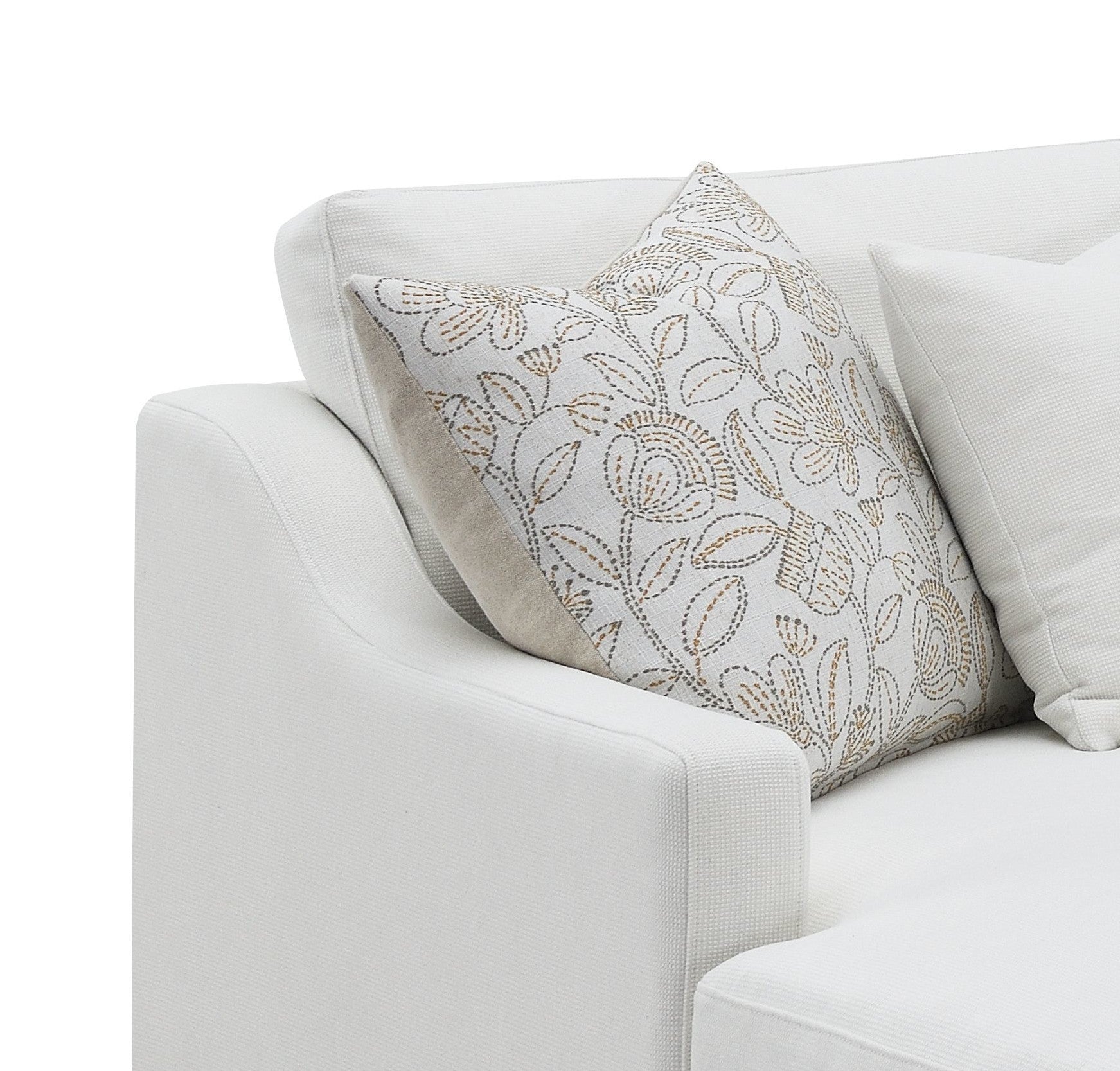 Valiant Ivory Chenille Sectional Sofa W/4 Pillows FredCo