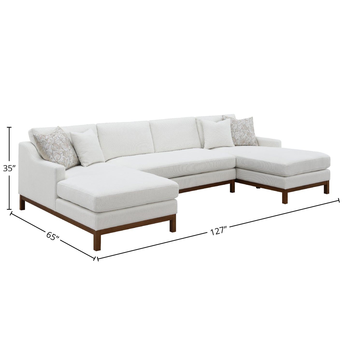 Valiant Ivory Chenille Sectional Sofa W/4 Pillows FredCo