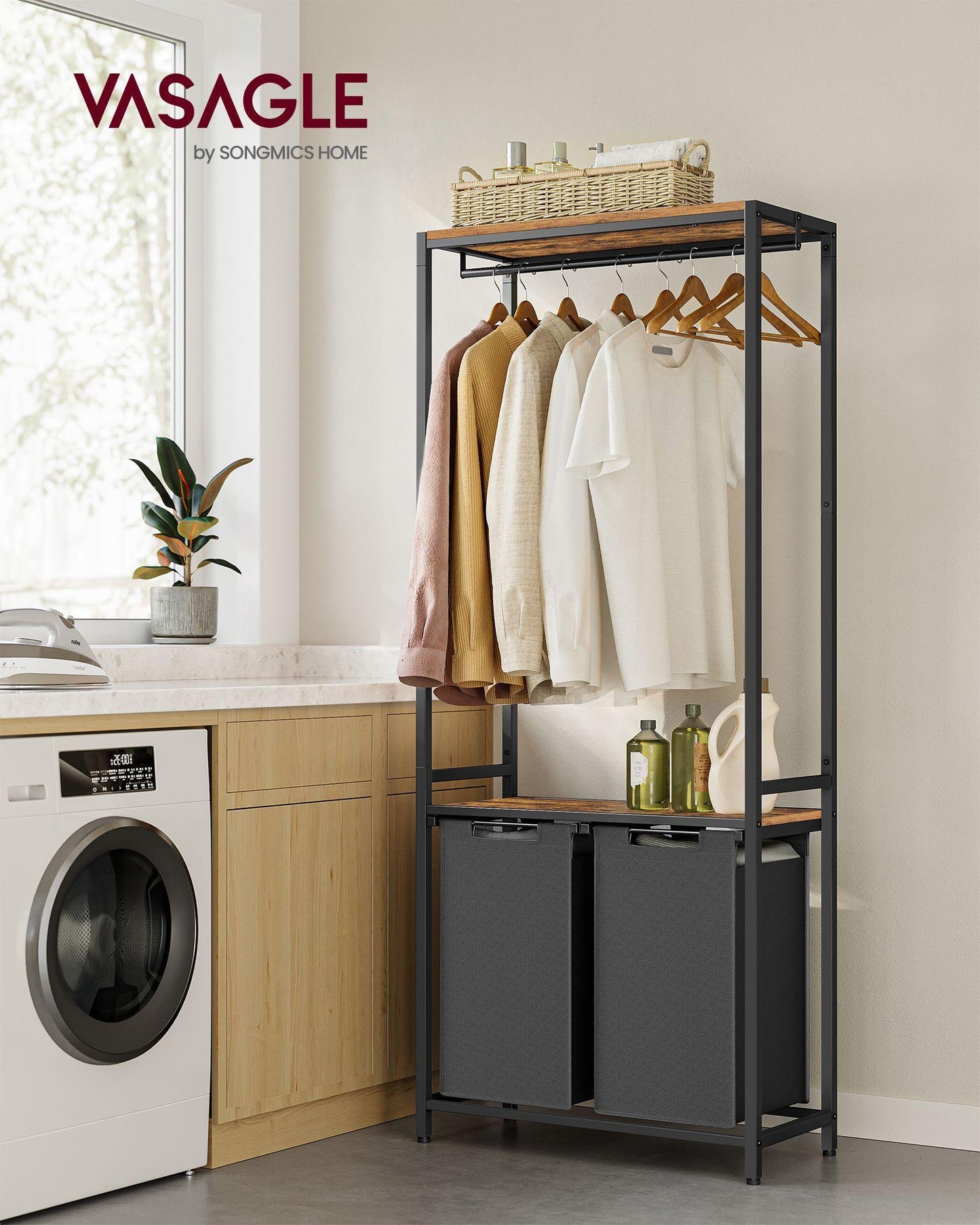 VASAGLE 2-Section Laundry Hamper FredCo