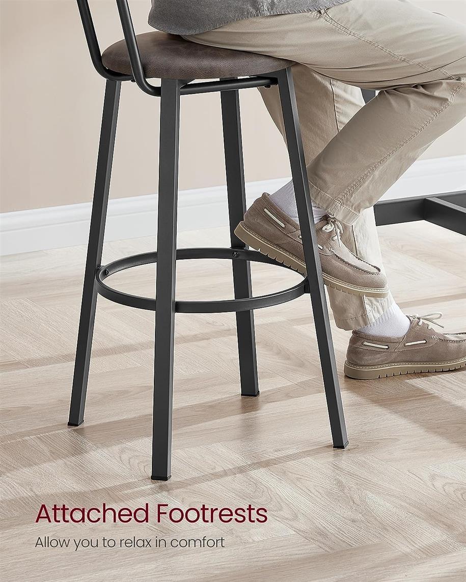 VASAGLE 29.7-Inch Barstools with Back and Footrest FredCo