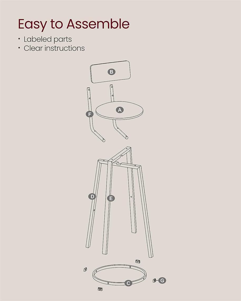 VASAGLE 29.7-Inch Barstools with Back and Footrest FredCo