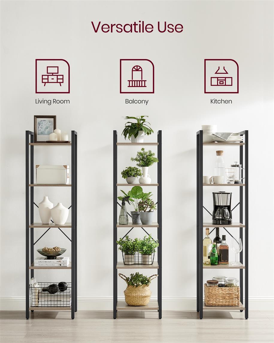 VASAGLE 5 Tier Bookcase Storage Shelf FredCo