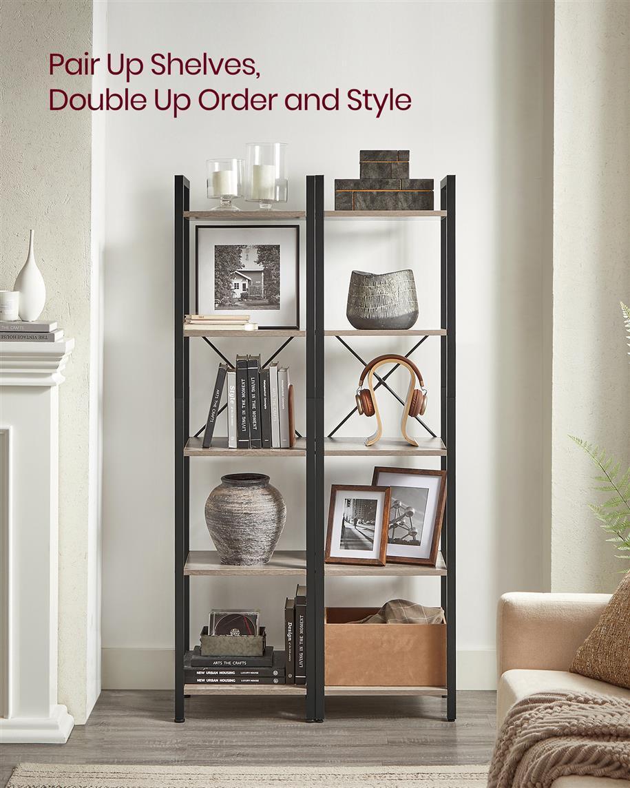 VASAGLE 5 Tier Bookcase Storage Shelf FredCo