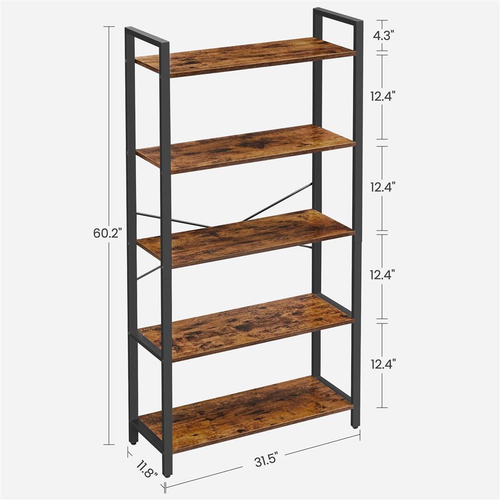 VASAGLE 5-Tier Storage Rack with Steel Frame FredCo