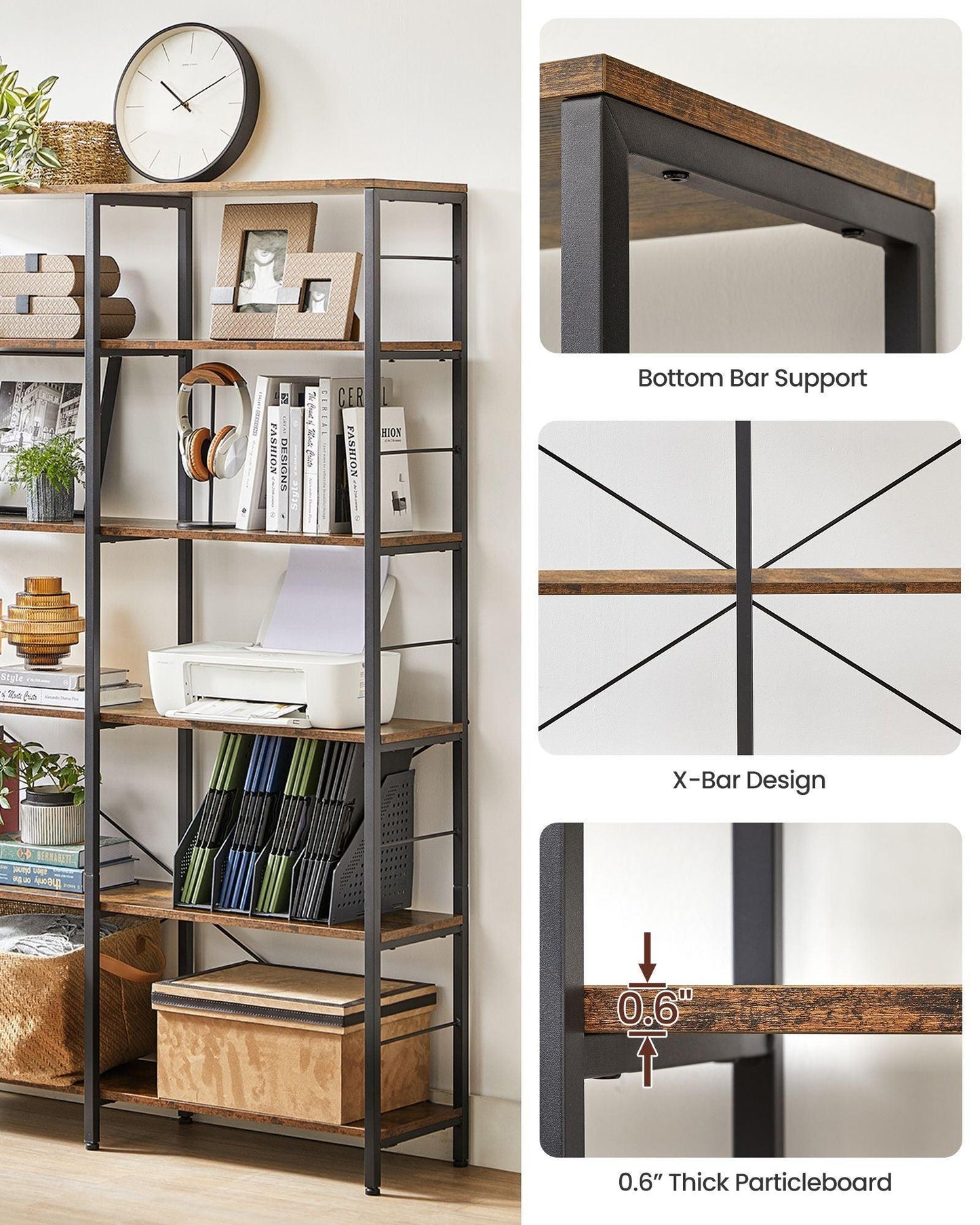 VASAGLE 6-Tier Bookshelf FredCo