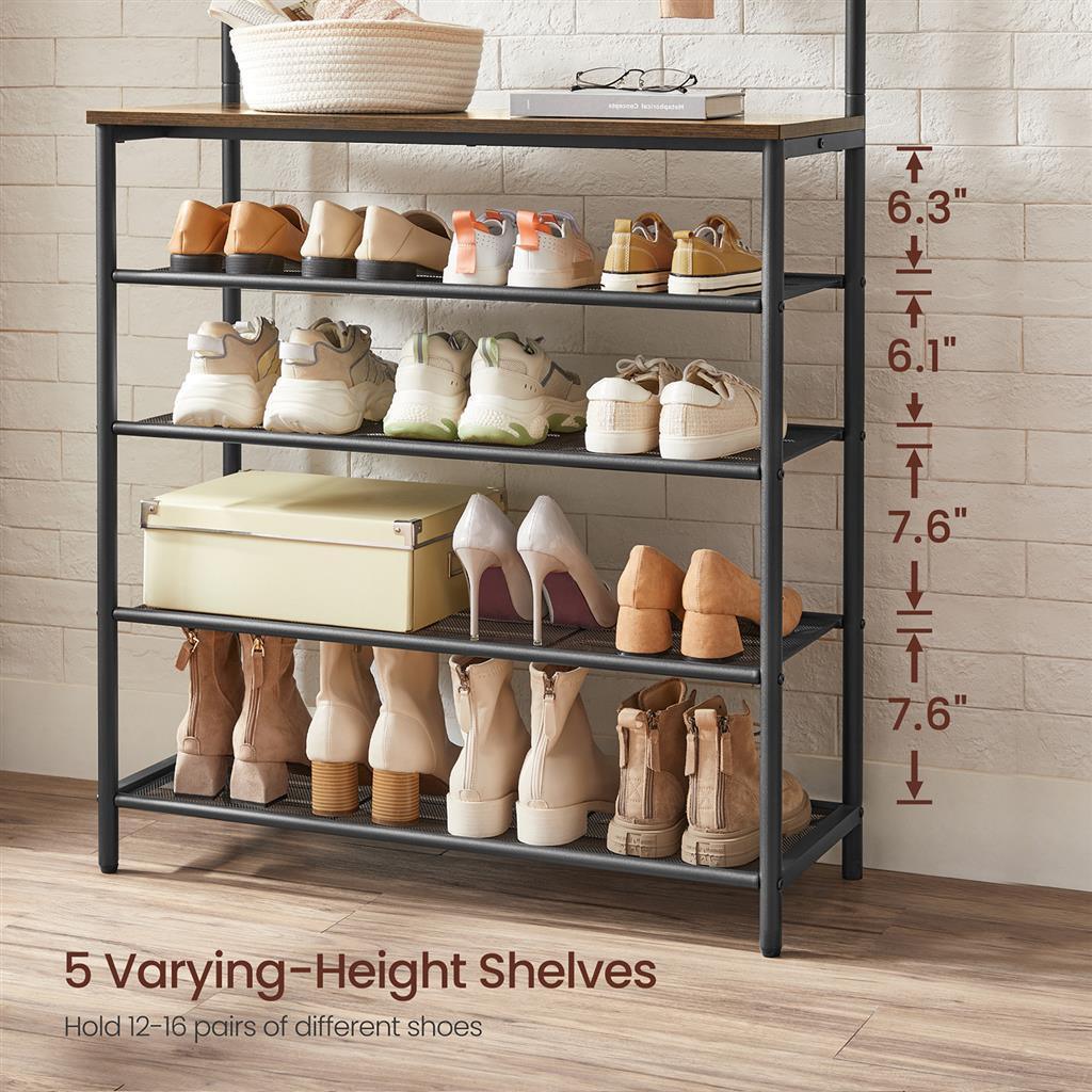 VASAGLE Hall Tree with Shoe Bench FredCo