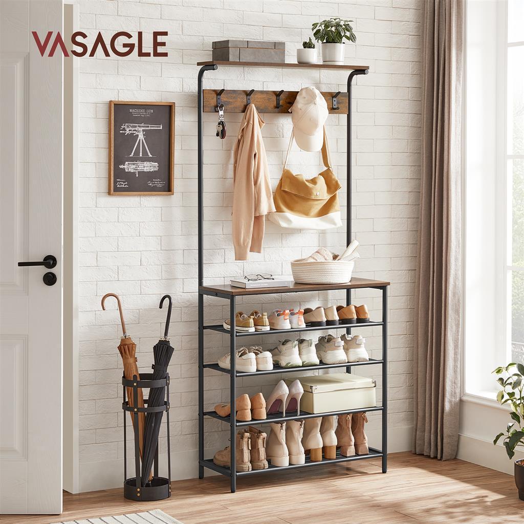 VASAGLE Hall Tree with Shoe Bench FredCo