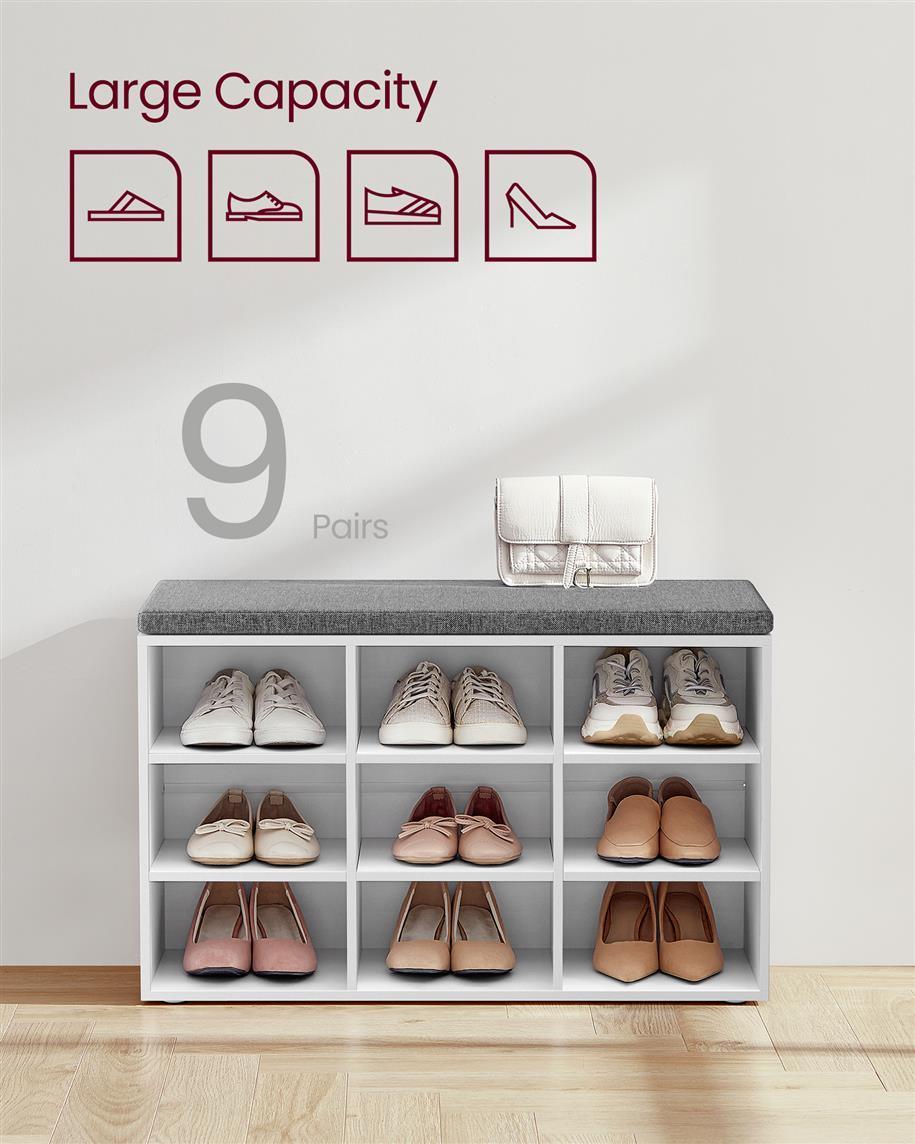 VASAGLE Shoe Bench with 9 Compartments FredCo