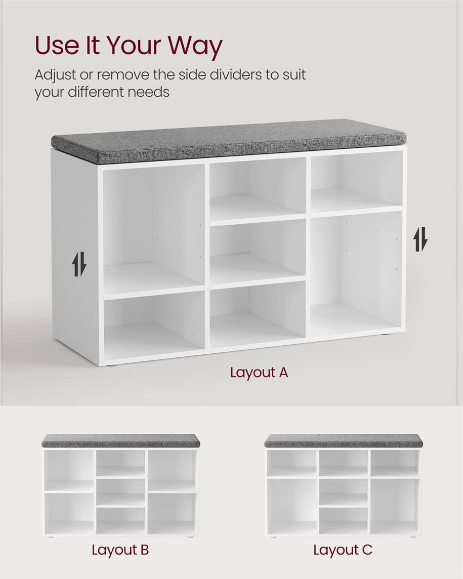 VASAGLE Shoe Bench with 9 Compartments FredCo