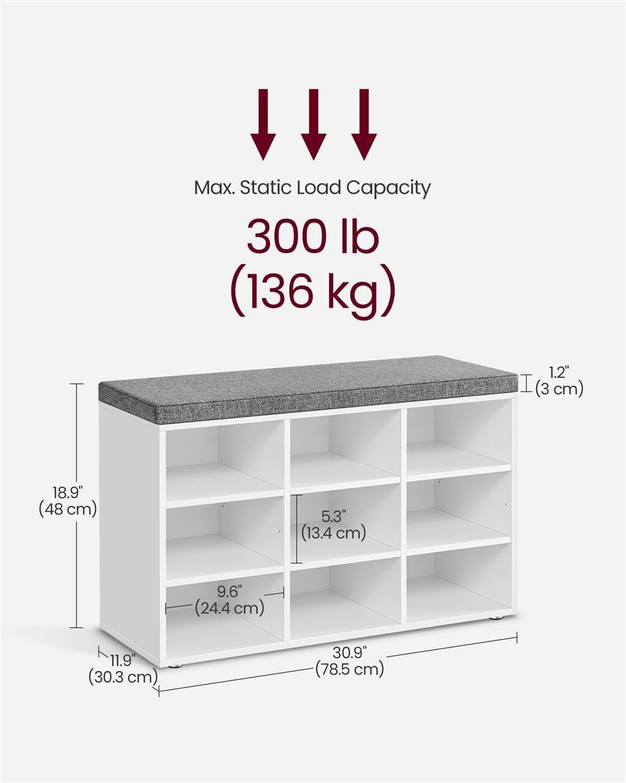 VASAGLE Shoe Bench with 9 Compartments FredCo